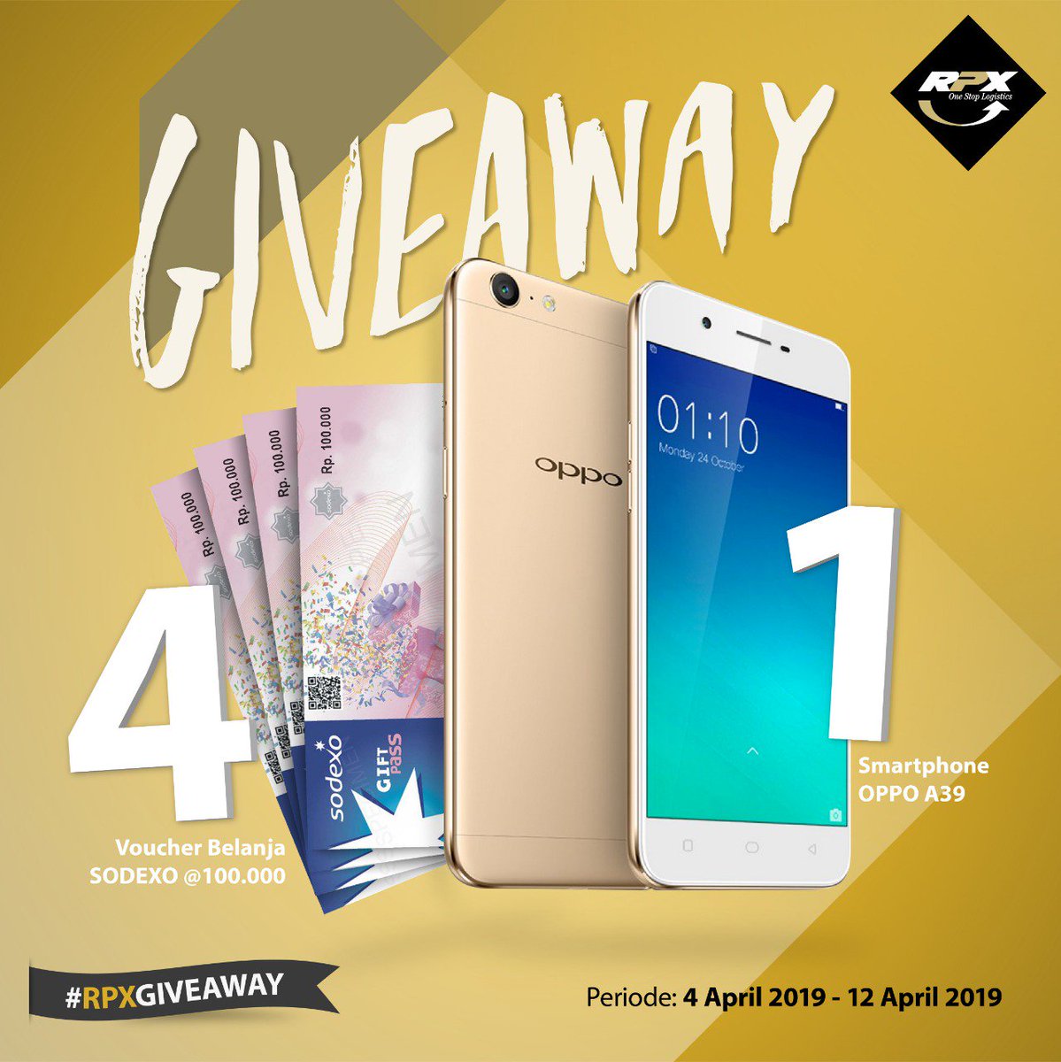 RPX_ID's tweet photo. (((RPX GIVEAWAY DIPERPANJANG: HP Oppo A39 dan VOUCHER BELANJA))) Sudah dimulai.
Cek syarat dan ketentuannya di Facebook (RPX One Stop Logistics), dan Instagram (rpx_id).
#RPX #OneStopLogistics #DekatDengatRPX #Giveaway #Kuis #Quiz #KuisHunter #InfoKuis #RPXgiveaway https://t.co/yRKEPuz1FG