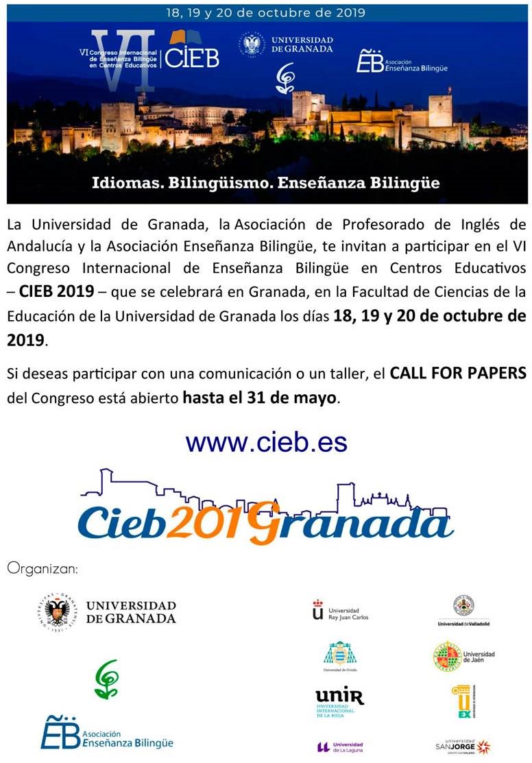 ¿Nos vemos en Granada? @CIEB2019 #educaciónbilingüe #inglés #esl #clil