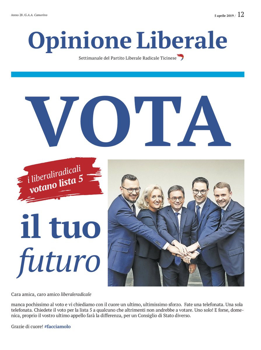 PLRTicino's tweet photo. #votailtuofuturo
Leggi QUI la nuova edizione di #OpinioneLiberale del @PLRTicino e non dimenticarti di andare a votare. Ogni voto conta.
#vota #lista5 #facciamolo #ticinoalvoto
https://t.co/2UpJjHg2wi https://t.co/LQSfVqrsci