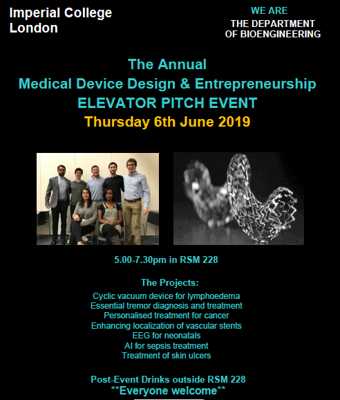MDDE_Imperial's tweet photo. The #MDDE cohort is so excited for our upcoming elevator pitch event on June 6th at RSM! Come hear our pitches and find out what we've been working on all year! Have a drink with us afterwards, everyone is welcome! https://t.co/HietvghscY