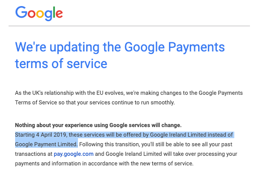 Whether the UK crash out of the EU with no deal or they land a deal, it's interesting to see the real-life self-inflicted harm on business regardless. Wondering how many more emails like this from service providers I'll see over the coming weeks. #brexit
