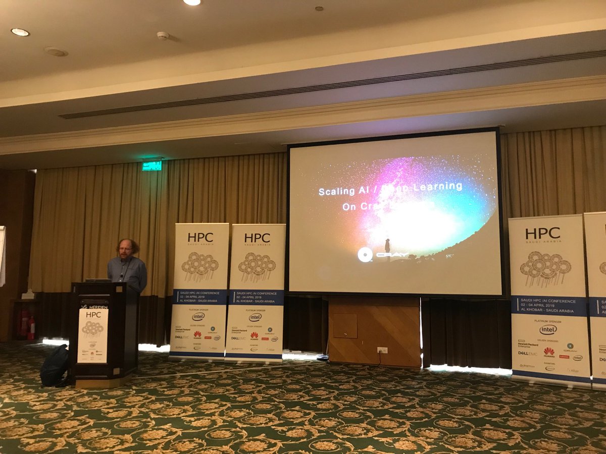 davidrpugh_'s tweet photo. My work is done at #Saudi_HPC_AI! Now I get to sit back and learn how to scale #DeepLearning on #HPC systems from Jim Maltby @cray_inc! https://t.co/B4tc7KvUpS