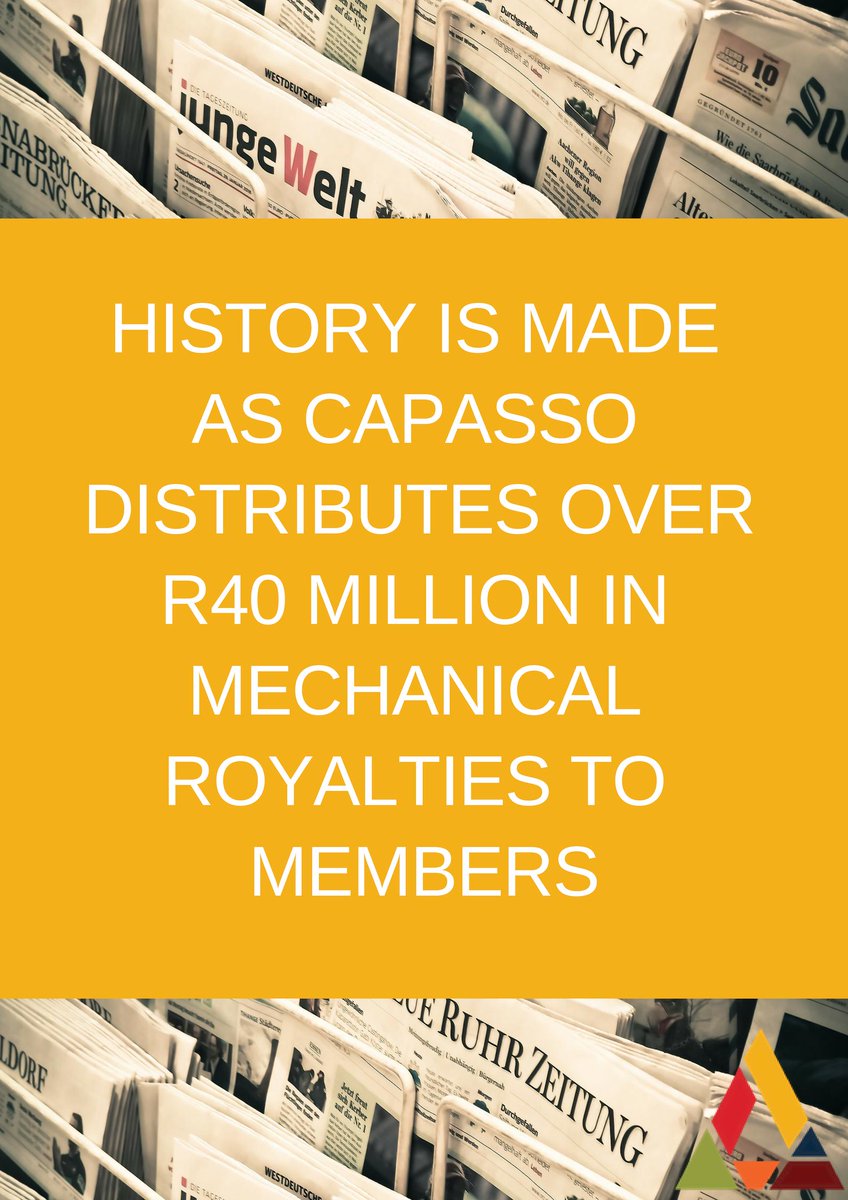 CapassoHub's tweet photo. HISTORY IS MADE AS CAPASSO DISTRIBUTES OVER R40 MILLION IN MECHANICAL ROYALTIES MEMBERS!

#CAPASSOdISTRIBUTES40MILLION

Want to know we achieved this? 

Read our thread.

⬇️ https://t.co/TTGcImFKmF