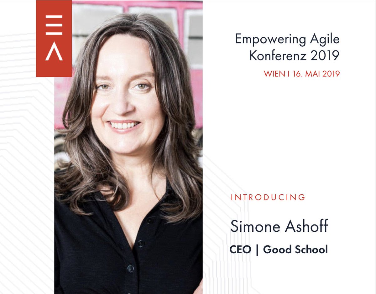 empoweringagile's tweet photo. Meet our speakers!
Simone Ashoff - CEO von @GoodSchool wird im Mai auf der Konferenz zu unseren Hauptrednern zählen.

Sichern Sie sich Ihre Early Bird Tickets noch bis 15. April hier
https://t.co/paZLPuzo38 

#agile #leadership #speaker #employees #EmpoweringAgile2019 #Vienna https://t.co/V7wPLuAHbn