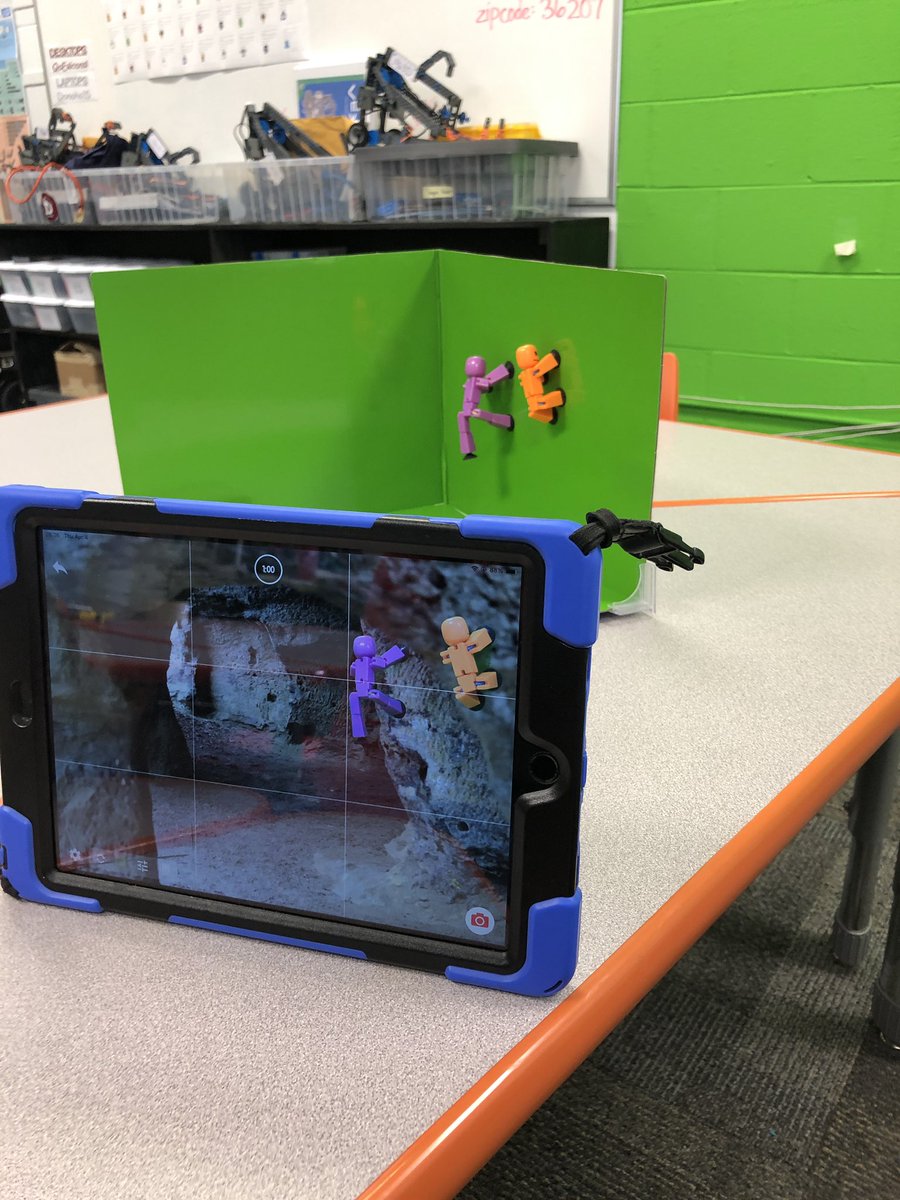 cclaylambert's tweet photo. Grade 6 trying their hand at green screen stop-motion animation using @stikbot #HenryLovesStikbot #DonohoDays https://t.co/DIJfkrV7zl