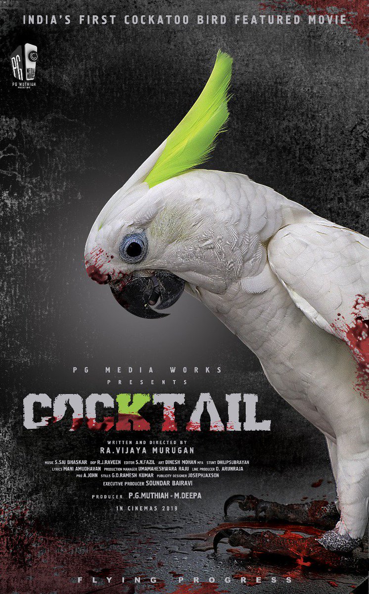 CineemaJunction's tweet photo. Here you Go #BirdLookPoster
#PGMediaWorksNext
India's First Cockatoo Bird Featured Movie...
#Cocktail

#PGMediaWorks ! @MuthaiahG !
@Pgmediaworks @arunraja3020 ! @RaVijayamurugan ! @Editor_SN_Fazil ! @SOUNDARBAIRAVI ! @johnmediamanagr ! #CineemaJunction ! https://t.co/ABVrUX1MaL