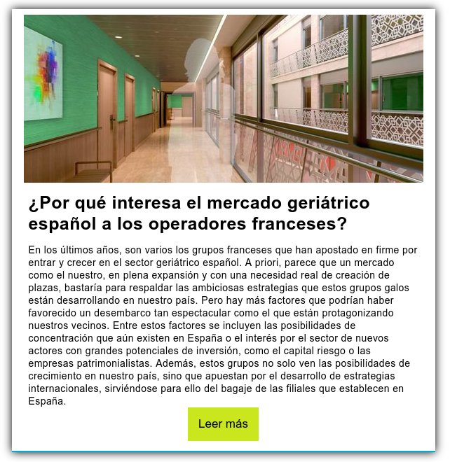 Alimarket_Sani's tweet image. 📝¿Por qué interesa el mercado geriátrico español a los operadores franceses? 

✔️En Alimarket Sanidad y Dependencia analizamos las claves de este fenómeno.

⇲ Más información: ow.ly/95WU30ok0MO