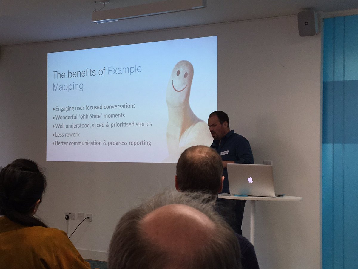tpierrain's tweet image. Rob now quoting @lunivore at #cukenfest :
“BDD is using examples to illustrate behaviours” #exampleMapping