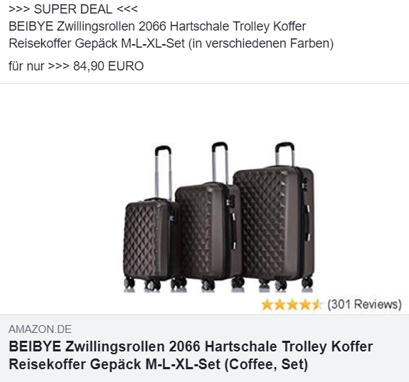 Ferienfinder's tweet photo. >>> SUPER #DEAL <<<
BEIBYE #Zwillingsrollen 2066 #Hartschalentrolley / #Koffer 
* #Reisekoffer Gepäck M-L-XL-Set (in verschiedenen Farben)

für nur >>> 84,90 EURO

https://t.co/dwm7MGYCCK https://t.co/0GwVNLz9uV