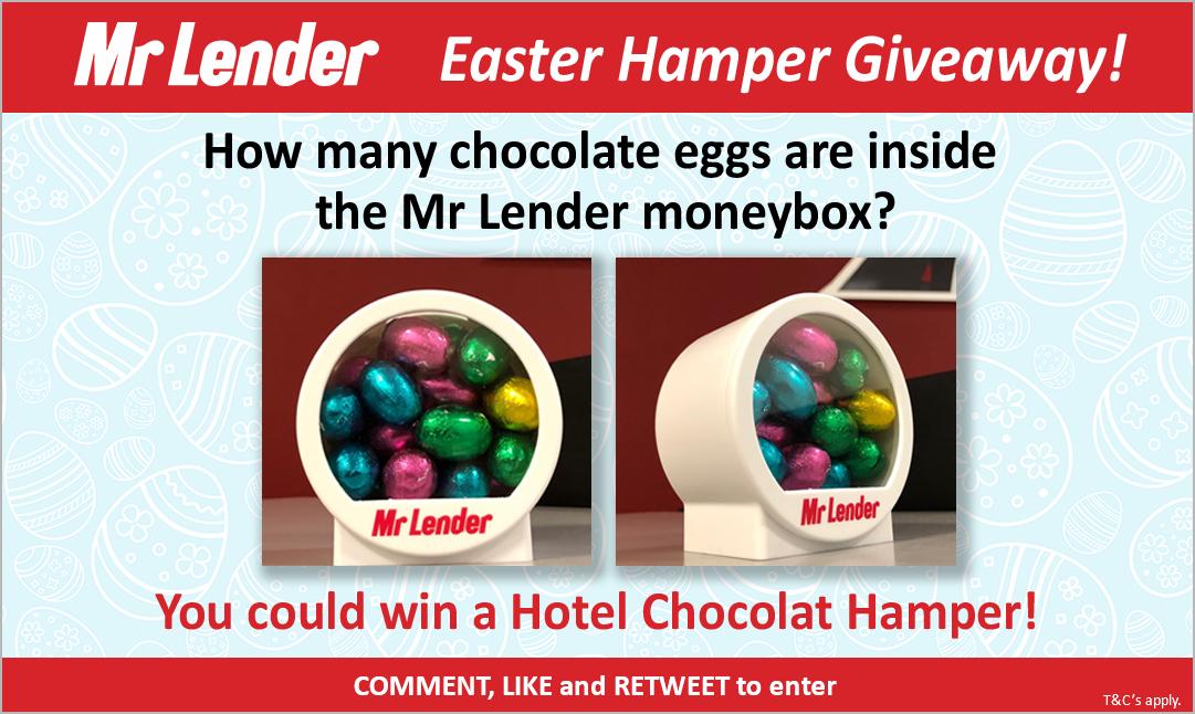 MrLender's tweet photo. With #Easter just over two weeks away, you can win a #HotelChocolat Large Chocolate Hamper

To enter, tell us the correct number of chocolate eggs inside the moneybox, LIKE &amp; RETWEET

Comp ends MIDNIGHT (4.4.19) Winner with the correct amount chosen at random &amp; announced tomorrow https://t.co/4ArdBCbSRX