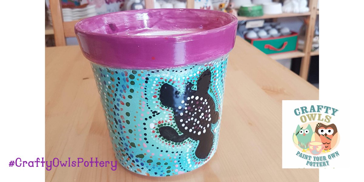 CraftyOwlsCafe's tweet photo. Great dotty art plant pot from last year #potoftheweek #throwbackThursday https://t.co/6UWRkre5OV