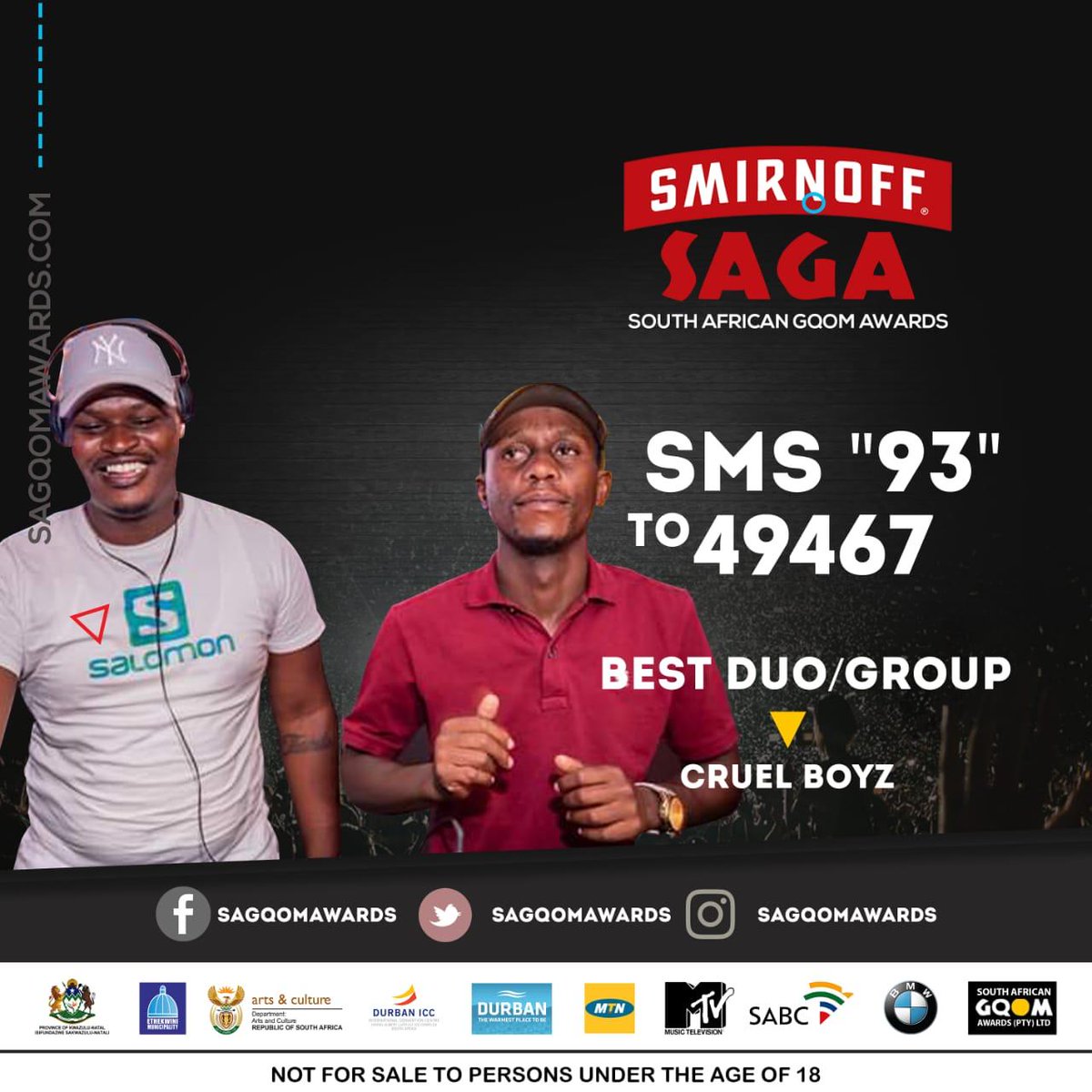 To Vote for Cruel Boyz Sms "Code 93" to 49467
Sms costs only R1.50 🙏
