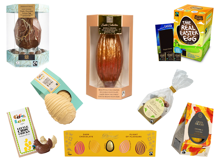 FairtradeUK's tweet photo. Gorge for a cause this year &amp; crack open one of these #Fairtrade Easter Eggs 🍫🐣

Which is your favourite? → https://t.co/6QQYObabhe

#EthicalEasterEggs #Easter2019 #FairtradeChocolate https://t.co/rWdSSrYtdL