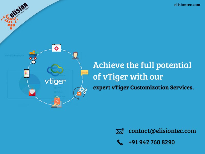 elisiontec's tweet photo. Achieve the full potential of vTiger with our expert vTiger Customization Services.
Know more https://t.co/WVypzHstIh
#vTiger #vTigerCustomization #CRM #CRMsolution https://t.co/8j0HUEYZXL