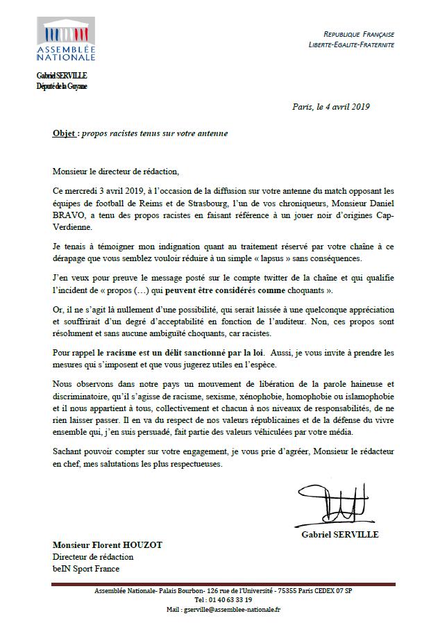 GabrielServille's tweet photo. "Pas mal pour un noir" mon courrier à @beinsports_FR. Face à la libération de la parole raciste, nous ne devons rien laisser passer ! #racisme #discriminations https://t.co/I0uDHIpSWY