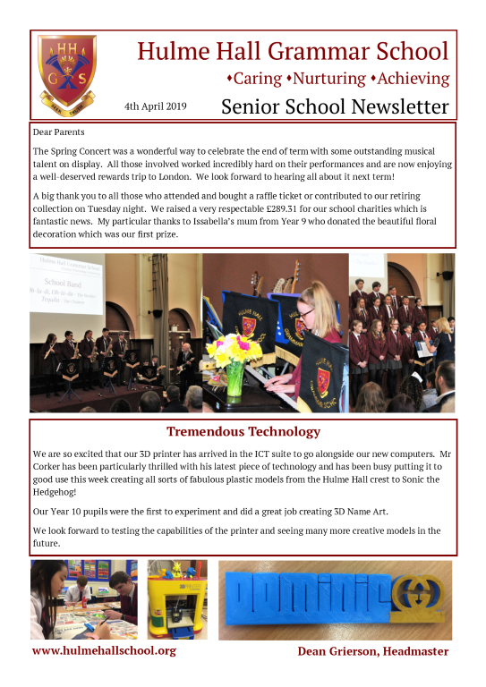 HulmeHallGS's tweet photo. Our Senior Newsletter is now available to read. We hope you enjoy the Easter break and look forward to seeing all our pupils #SmartandSmiling on Tuesday 23rd April #HHGSNews #EasterHolidays https://t.co/iXYiok5hhv