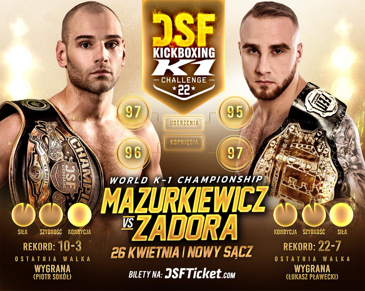 DSF_kickboxing's tweet photo. 🔥🔥🔥 Hitowa walka!
🥊 Marcin Mazurkiewicz vs Dominik Zadora Fanpage

🇵🇱💣Mistrz DSF Kickboxing Challenge kontra Mistrz FightExclusiveNight o miano najlepszego zawodnika w wadze półśredniej w Polsce już na gali DSF 22: Droga Wojownika  🎫 Bilety na https://t.co/NVCGrXjurG https://t.co/jvuh3WeKNp