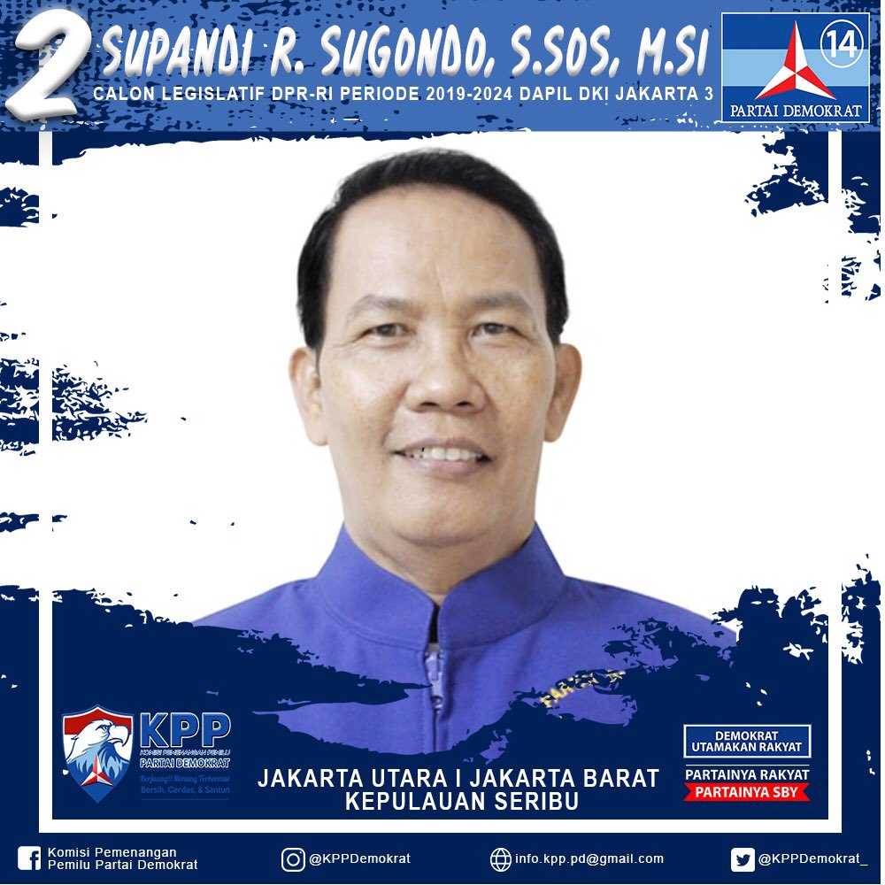KPPDemokrat_'s tweet photo. Kenalan yuk sama Caleg Fraksi Partai Demokrat 👇🏼
2. Supandi R. Sugondo, S.Sos, https://t.co/74SEnkH8cJ
(Calon Ang.Legislatif 2019-2024 Dapil DKI III)
Beliau merupakan Wakil Ketua BPOKK DPP PD
#jakarta #DKIjakarta #KPPdemokrat #partaidemokrat #demokratsiap2019 #mengenalcalegfpd https://t.co/zq14Rki75Z