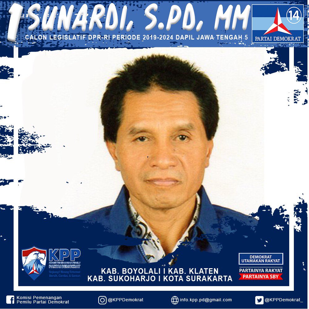 KPPDemokrat_'s tweet photo. Kenalan yuk sama Caleg Fraksi Partai Demokrat 👇🏼
.
1. Sunardi, S.Pd, MM
(Calon Anggota Legislatif 2019-2024 Dapil Jateng V)
.
#jawatengah #KPPdemokrat #demokrats14p #partaidemokrat #demokratsiap2019 #demokrats14p2019 #mengenalcalegfpd https://t.co/vJWDUb6IPk