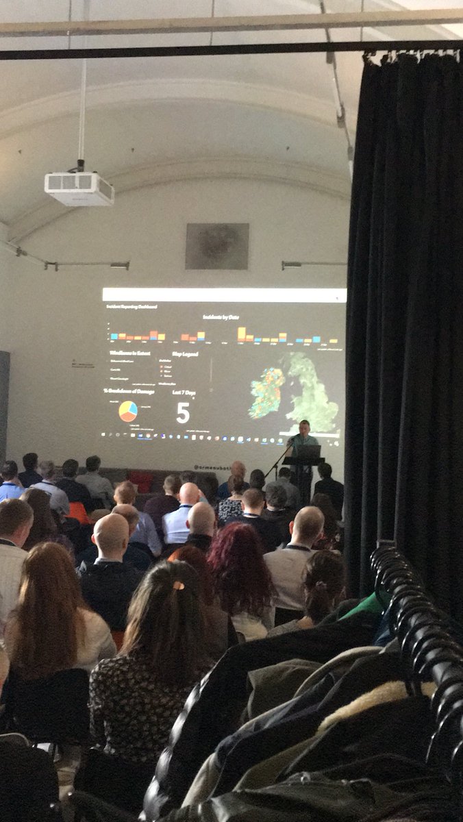 resteenson's tweet photo. #EsriTechUpdate19 Adam showcasing how to automate with #Microsoft Flow using @esriSurvey123 and #OpsDashboard @EsriIreland #integration #collaboration #automation https://t.co/iCkoEGMLzo