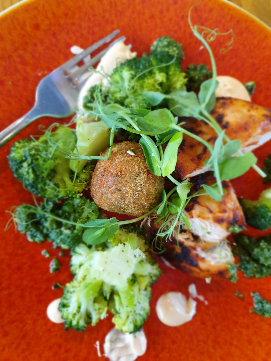DarrenWright26's tweet photo. @TheBotanics @BotanicsBites Botanics Gateway restauraunt, pesto brocoli fresh salad and hassa chicken with a lemon and fresh blackcurrent panna cotta Was lovely. https://t.co/SDQOrBfWIX