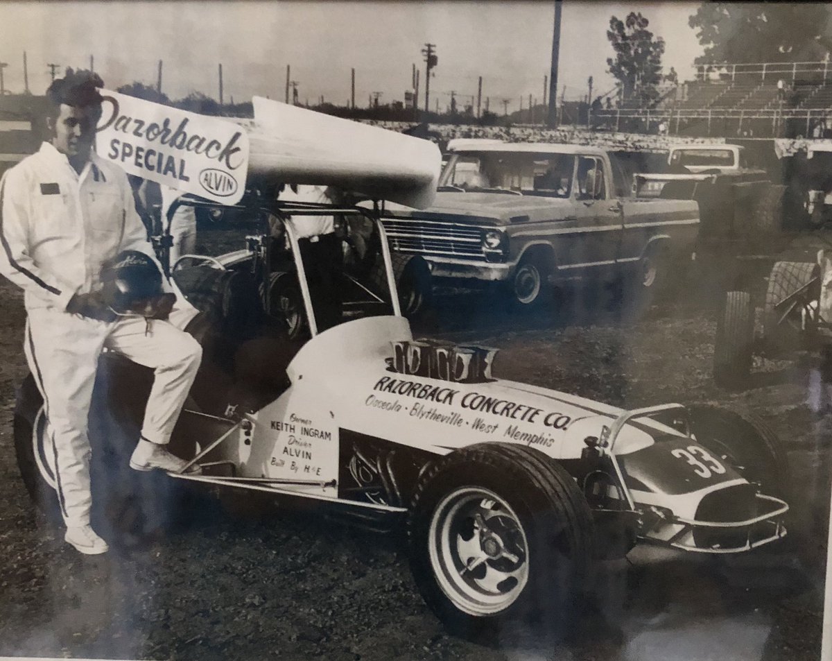lancegatlin's tweet photo. #TBT this is where it all started. My Grandfather Alvin Gatlin posing at West Memphis Speedway #WingedSprints #westmemphisspeedway #champion #angelabove #razorbackspecial https://t.co/PV2P7XVYGi