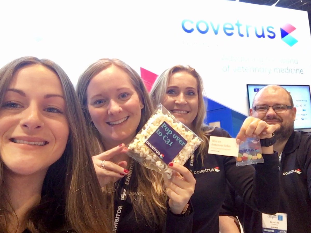 CovetrusGSSEMEA's tweet photo. Can you beat our team selfie to win an Amazon Echo? Find our logo &amp; take your selfie using  #Covetrusatcongress for your chance to win! #BSAVA19 https://t.co/TNacOIYNUa