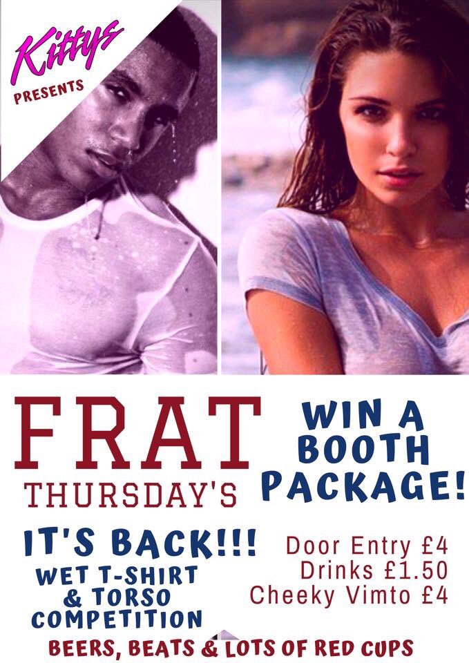 TONIGHT!!

👀 Back by popular demand! 👀
🎶🎧 DJ Baz Winn
🚪Door Entry £4 🥃 £1.50
🥤Cheeky Vimtos £4  🐍 Venoms £4.50
🚌 Glenrothes Bus £8

#wettshirtcontest #wettorsocontest #FRATThursday #kittysnightclub