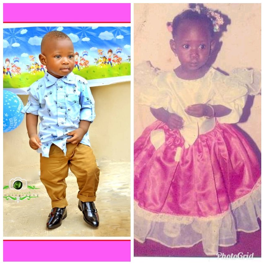 holluwahtoecn's tweet photo. It's throwback Thursday. Oya, who rocked 1 better? If you vote Teniola, just get ready to adopt him. #MamaVsSon #1993Vs2019 #OurBigOne #FirstBirthdays. https://t.co/VloHujKO2U