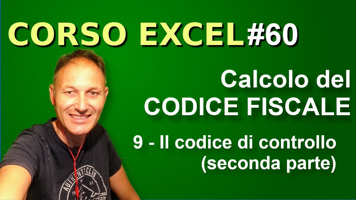 CastellettiDa's tweet image. ▶ youtu.be/-bGvyFhnxco
Vediamo come ottenere l&apos;ultimo carattere del codice fiscale ovvero il codice di controllo - seconda parte - 

#CorsoExcel con #DanieleCastelletti