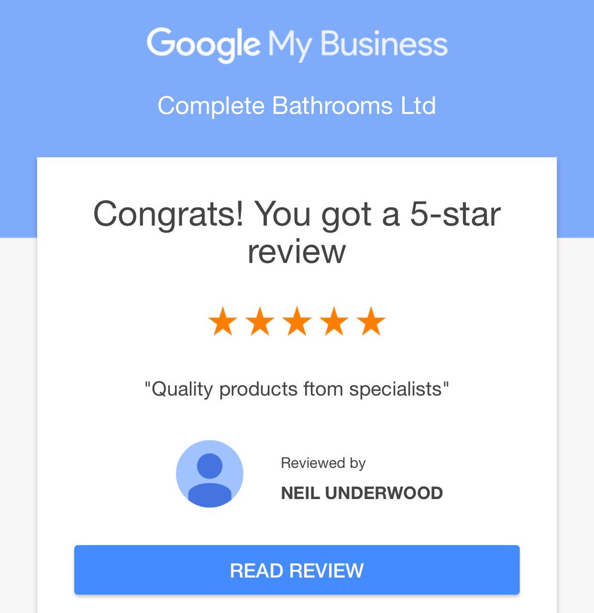 CompBathrooms's tweet photo. We are so pleased and thankful that our customers (like Neil) leave brilliant reviews and feedback - #quality #satisfaction #5star #bathrooms #cwmbran
Come see our new showroom, beautiful designs, styles from around the world. Plus don’t forget this Saturday #showroomrelaunch https://t.co/UC8tyRntQ0