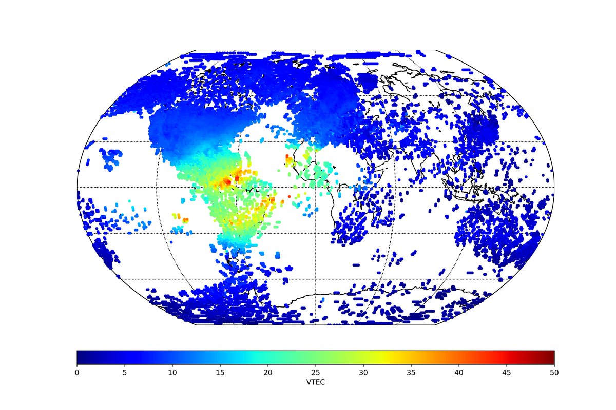 Sean Elvidge (@seanelvidge) on Twitter photo <a href="/PlasmaNerd/">Dr PlasmaNerd 🌏 🛰️</a> <a href="/j11lc/">Julie</a> <a href="/DrBrettCarter/">Brett Carter</a> It gives us measurements of the 'total electron content' (TEC) in the ionosphere, which is the most abundant data we have of the ionosphere. We need for our data assimilation models. Attached shows the TEC from a 15 minute period using ground based receivers. <a href="/PlasmaNerd/">Dr PlasmaNerd 🌏 🛰️</a> <a href="/j11lc/">Julie</a> <a href="/DrBrettCarter/">Brett Carter</a> It gives us measurements of the 'total electron content' (TEC) in the ionosphere, which is the most abundant data we have of the ionosphere. We need for our data assimilation models. Attached shows the TEC from a 15 minute period using ground based receivers.