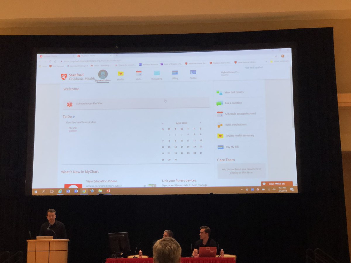 NatalieMPageler's tweet photo. @StanfordChild  and @elcaminohosp are live on MyChart Happy Together! Enabling our patients to see all their health information together through one patient portal! #CACERUG19 https://t.co/05tPCnmboW