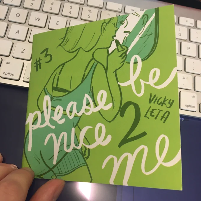 A year ago for #MoCCAFest I made a comic overnight of a tinder date I went on and sold it as PLEASE BE NICE 2 ME. A lot of y'all really liked it and it gave me the confidence to keep at it! 

Well, #3 just came in and it's my favorite yet! Come by table H247A to pick up all 3! ? 