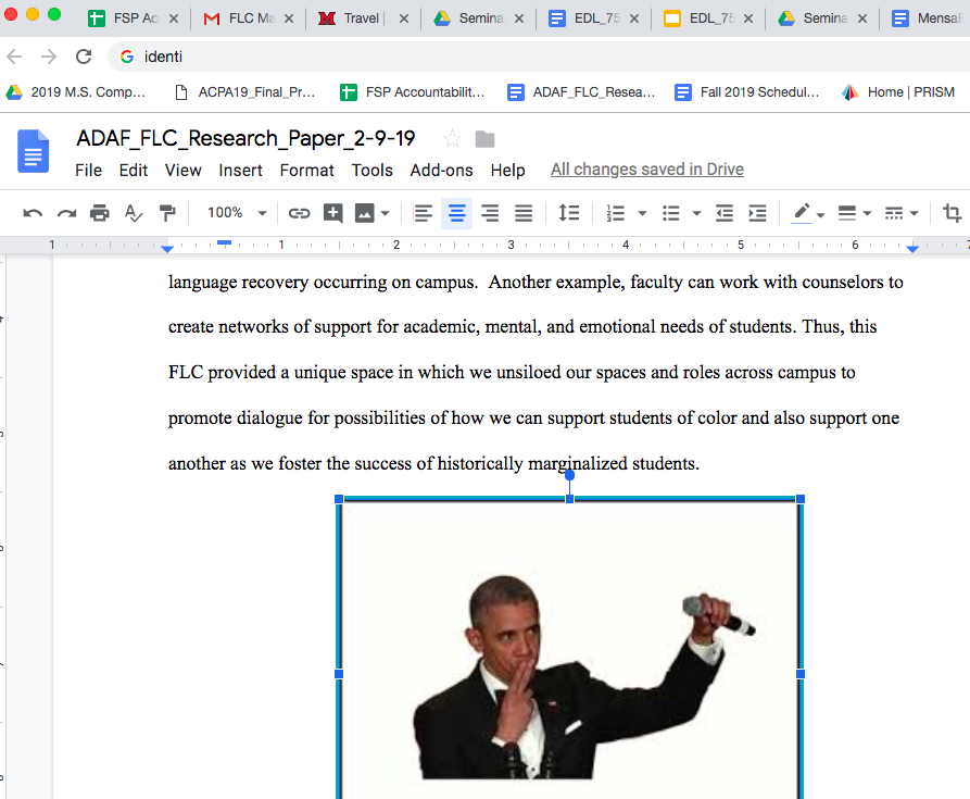 drdavidperezii's tweet photo. If you're at #AERA19, please give a "shout out" to @loves218 (Dr. Brittany Aronson) and Dr. #GanivaReyes for helping me finalize the #Discussion section of our manuscript on using #AntiDeficit research in #Faculty #LearningCommunity on #StudentSuccess at @MiamiUniversity. ππΎ https://t.co/wHoZ1MmZFe