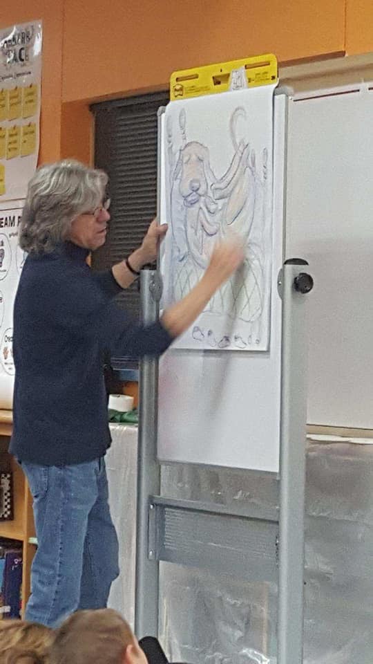 CentennialPISD's tweet photo. Thank you to our Centennial PTA! Our students were in awe as they watched, Author/Illustrator, David Catrow's drawings and paintings come to life. https://t.co/Cs5WftxOnq