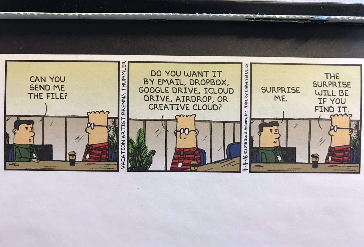 ABilottaData's tweet photo. Ah yes, the joys of working in the cloud... #Dilbert #collaboration https://t.co/WD9Wq0Wr8V