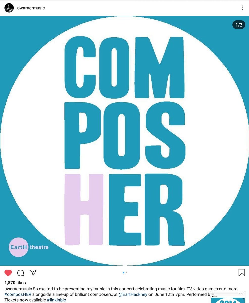 marylou1se's tweet image. #AmeliaWarner on IG: So excited to be presenting my music in this concert celebrating music for film, TV, video games and more #composeHER  🎶🎶🎶
at @EartHackeney on June 12th 7pm.📆
Performed by @LCOrchestra Tickets now available🎹🎻🥁🎷

rockfeedback.seetickets.com/event/composhe…

#JamieDornan