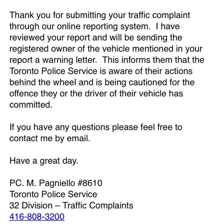 libbyroach1's tweet image. YES! Thank you @TPSOperations 💯 It takes two minutes to file a report and send a message to drivers that PEDESTRIANS have a right to safe streets! #walkTO #stoptionalTO #nearmisstoronto  @JohnTory @JohnFilionTO