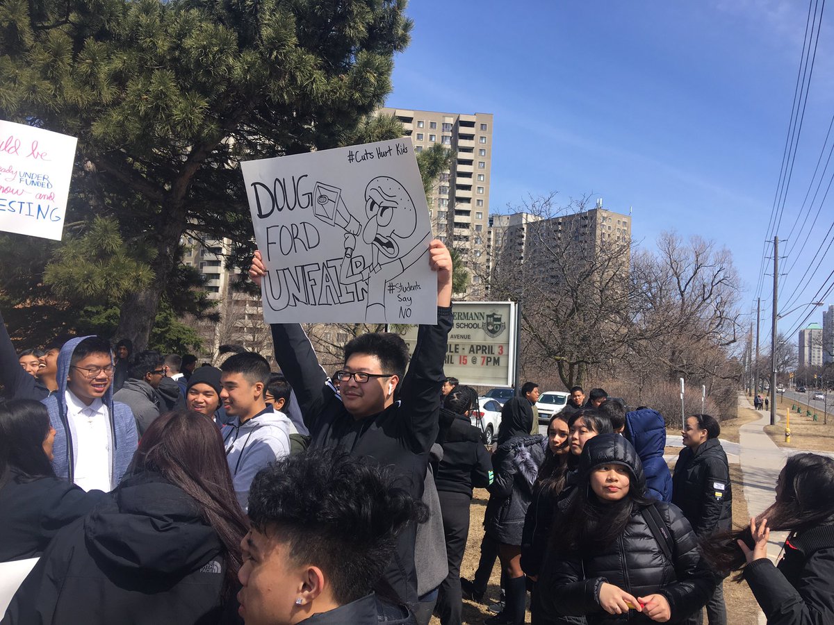 cpitter01's tweet photo. Francis Libermann Students exercise their constitutional rights and protest against proposed government cuts to education.  In a show of support students across Ontario walkout for peaceful protest against cuts. https://t.co/JtbdSVnUDl