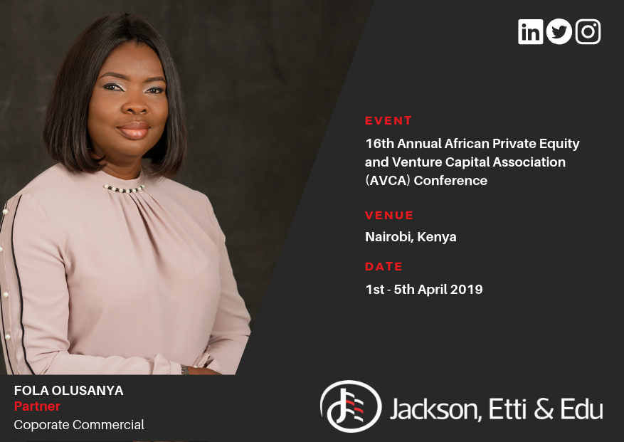 jeeafrica's tweet photo. JEE Partner, Fola Olusanya is currently attending the 16th Annual African #PrivateEquity and #VentureCapital Association (AVCA) Conference. For more info, please visit https://t.co/0Gvm3yBQPa @AVCA_Africa #AVCACon2019 #AVCAWeekInNairobi #Business #Investment #Capital #Africa https://t.co/ayPtawkVZI