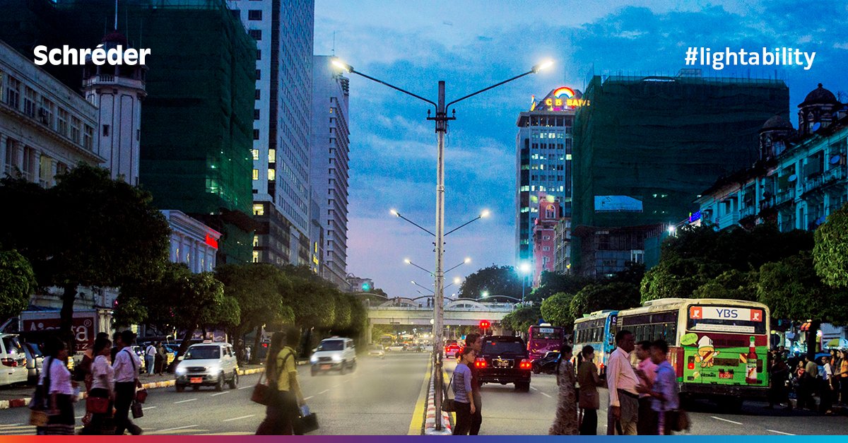 SchrederGroup's tweet photo. #Avento lights the main axes of #Yangon creating a safe & welcoming nocturnal landscape for the city's historic centre while saving valuable energy #streetlights #lightingdesign #safety #energysaving #rightlighting #lightability https://t.co/NVkvLLdAl3