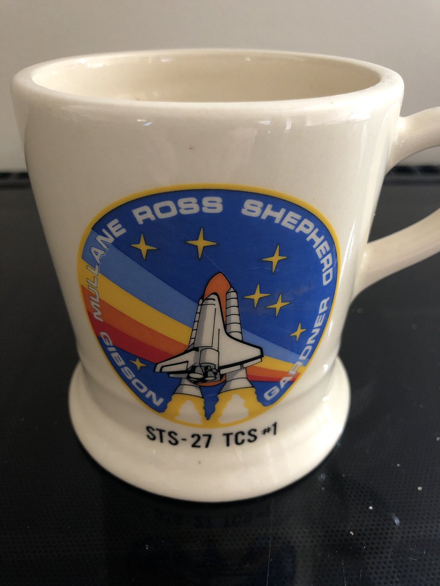 andymyatt's tweet photo. @cunningcosmos We got given mugs for our first involvement with the space shuttle program #STS27 TCS number 1 ( telemetry command station 1) https://t.co/buwljMsx9X