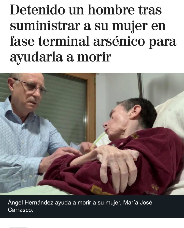 A tu mujer le diagnostican con 25 años esclerosis múltiple. Te quedas a su lado los siguientes 35 años, cuidándola. En fase terminal decide morir y la ayudas. Y te detienen por homicidio.

Este hombre no es un asesino, es una gran persona. Y este sistema, a veces, una vergüenza.