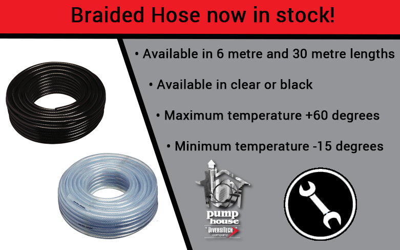 𝐁𝐫𝐚𝐢𝐝𝐞𝐝 𝐇𝐨𝐬𝐞 𝐧𝐨𝐰 𝐢𝐧 𝐬𝐭𝐨𝐜𝐤! 
Now available in 6 metre and 30-metre coils. This reinforced PVC hose is suitable for condensate drains and comes packaged in clear shrink wrap for protection and easy storage.