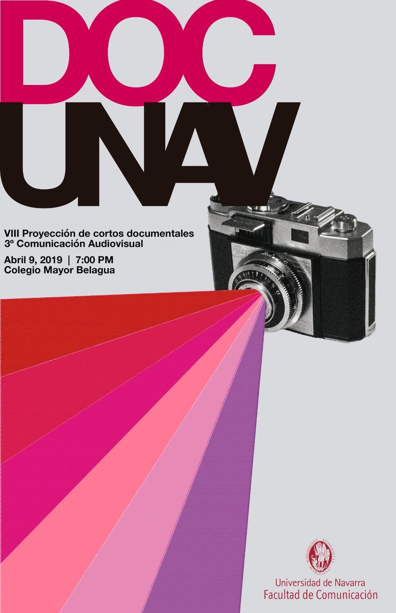 contacto_docu's tweet photo. Este es el cartel oficial de DocUnav, donde se proyectarán todos los documentales de 3° de Comunicación Audiovisual, incluido el nuestro #Contacto.
Será el martes 9 de abril, la entrada es gratuita y puede venir quien quiera.
¡Os esperamos allí! 🙌🏻🙌🏼🙌🏽🙌🏾🙌🏿 https://t.co/tfBtpQiZVZ