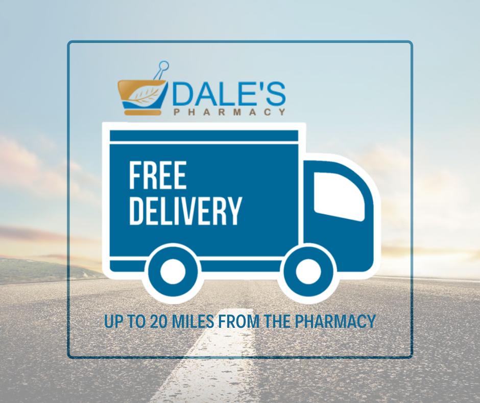 We are happy to offer FREE delivery if you live within 20 miles of Dales Pharmacy! 
#FreeDelivery #FortLuptonCO #DalesPharmacy
