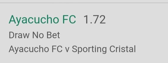 Prematch single @ 1.72

Stake 3%

Peru primera, 6th april, 9.30pm

Odds will drop for this bet, Sporting cristal have a copa libertadores match tomorrow against Olimpia and this game is on the next day. They are going to play 11 reserves in that game.