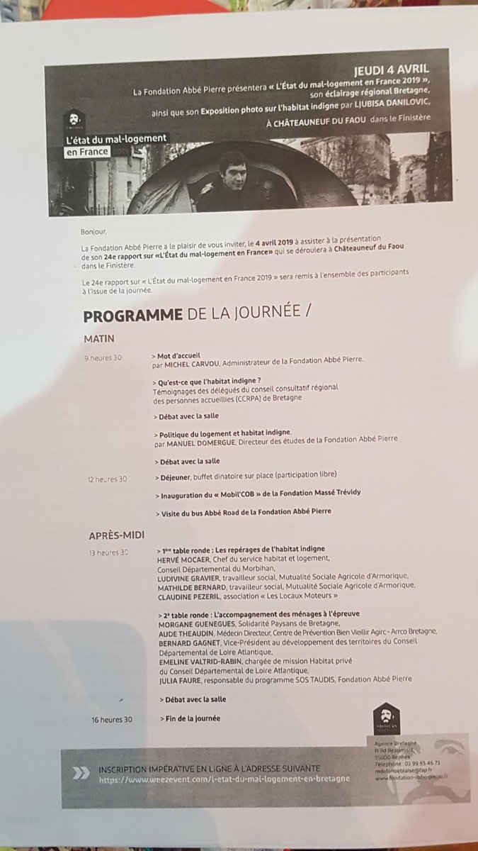 msa_armorique's tweet photo. 🔴[En direct] #Présentation du 24ème rapport annuel de la #Fondation #Abbé #Pierre sur l'état du mal #Logement en #Bretagne : 
Cette après-midi, #Intervention du service #social de la #MSA autour d'une table ronde sur les repérages de l'#Habitat indigne. 🏠 https://t.co/JeIfIGtzT9