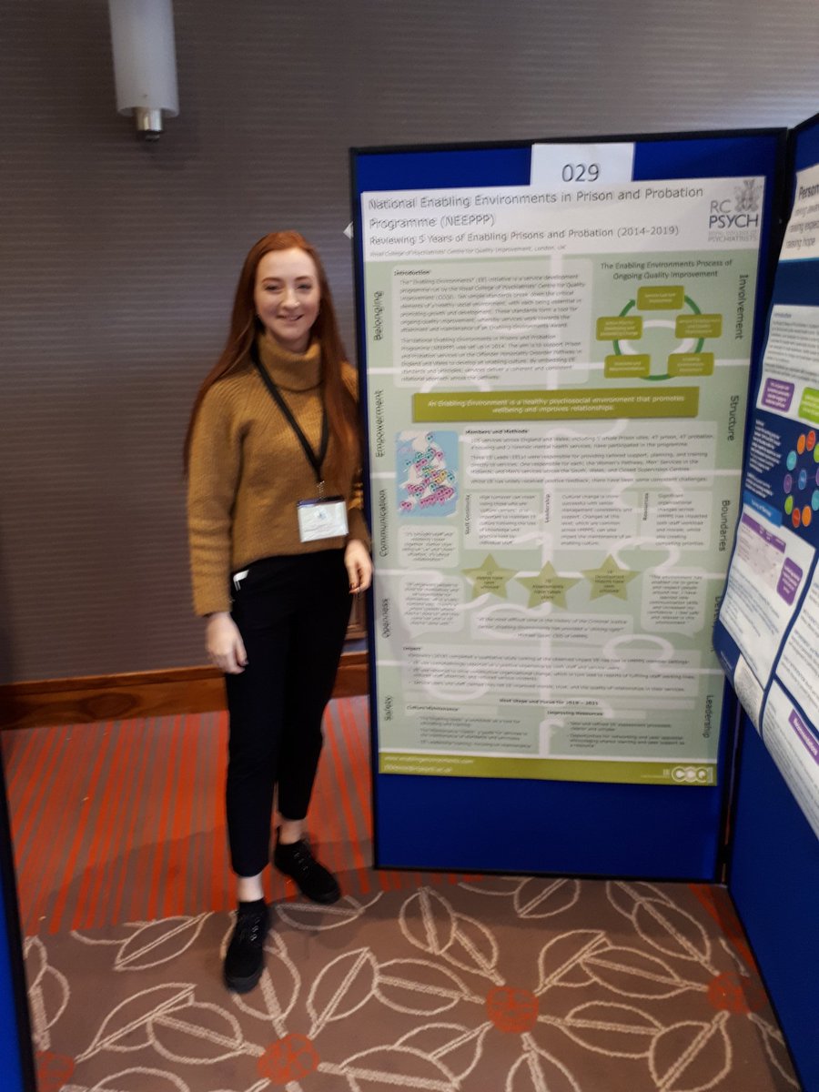 National #enablingenvironments in Prisons and Probation poster wins 1st prize at #BIGSPD19 @rcpsych @CCQI_ well done team.